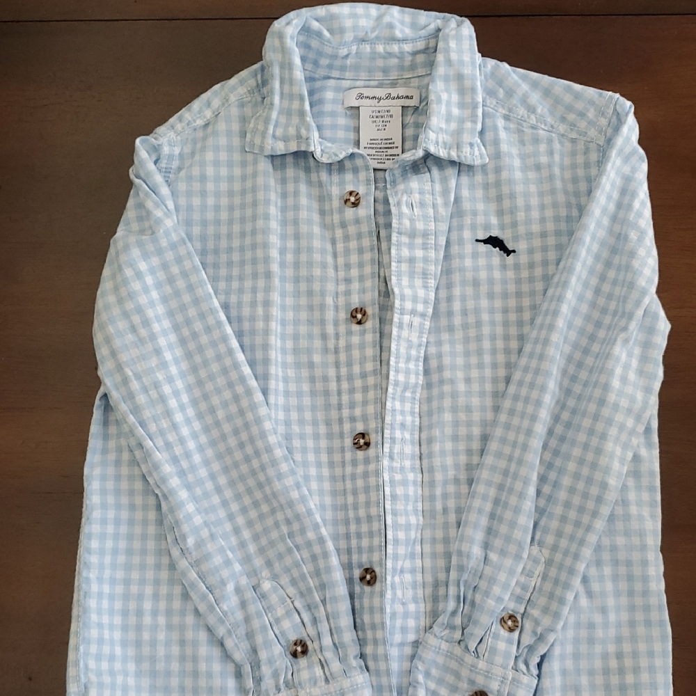 Tommy Bahama Light Blue Checkered Boys Shirt